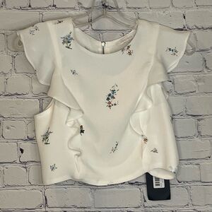 Olivaceous White Floral Crop Top